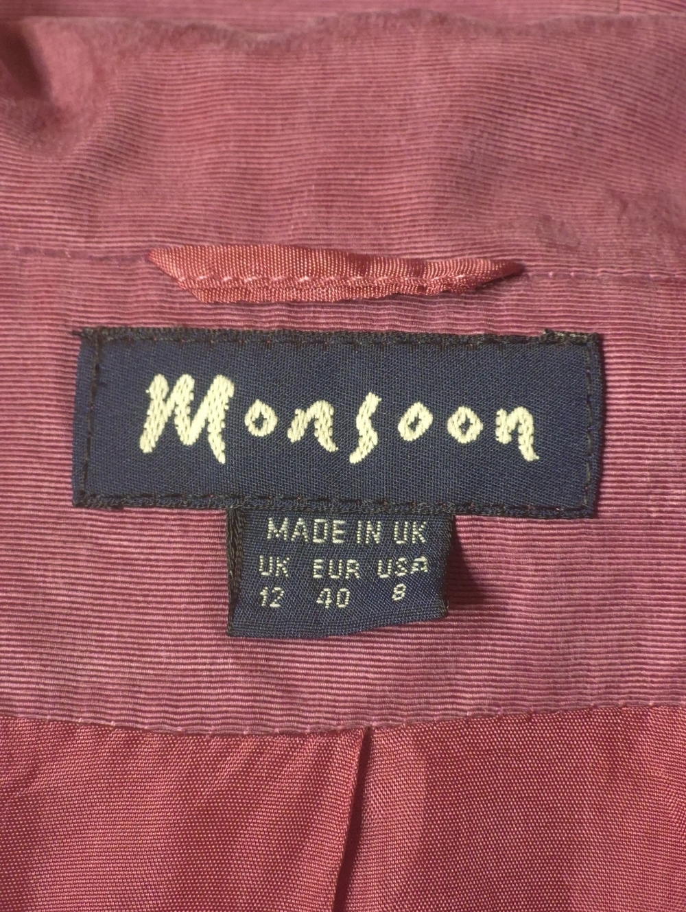 Vintage Monsoon 2 Piece Dress Set UK Made Pink Textured Blazer Slip Dress Rare - Picture 10 of 12
